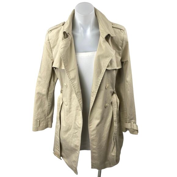 Tommy Hilfiger Women's Khaki Double Breasted Tie Waist Trench Coat Jacket Size M - Picture 1 of 6